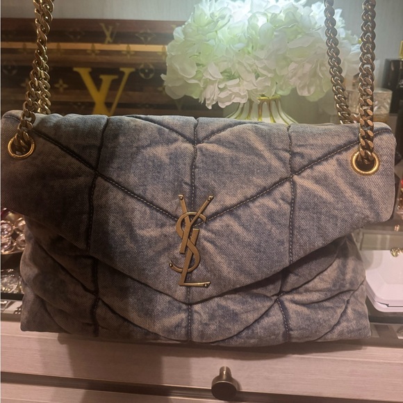 Yves Saint Laurent Handbags - Saint Laurent LouLou Puffer Denim Medium